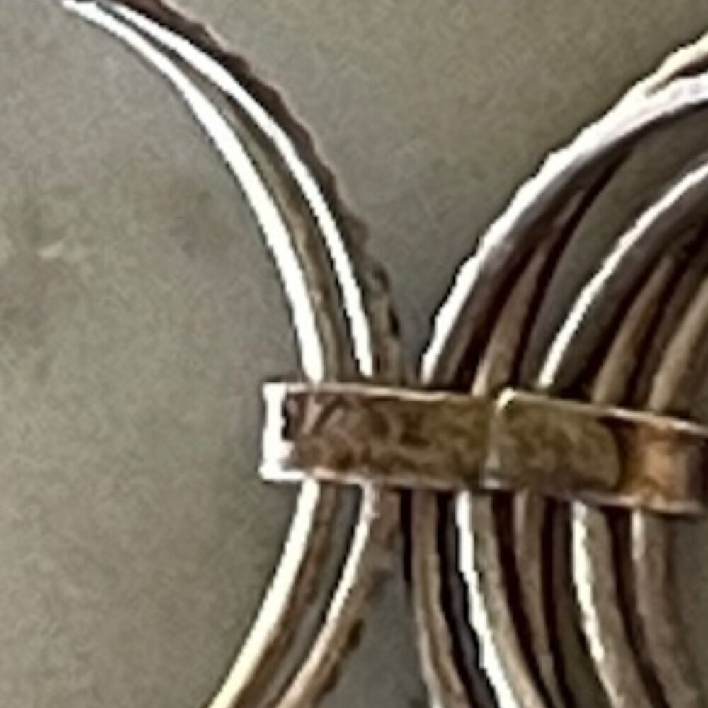 Silver Hammered Stacked 7 Banded Joined Ring Size 6.5 - Picture 10 of 14